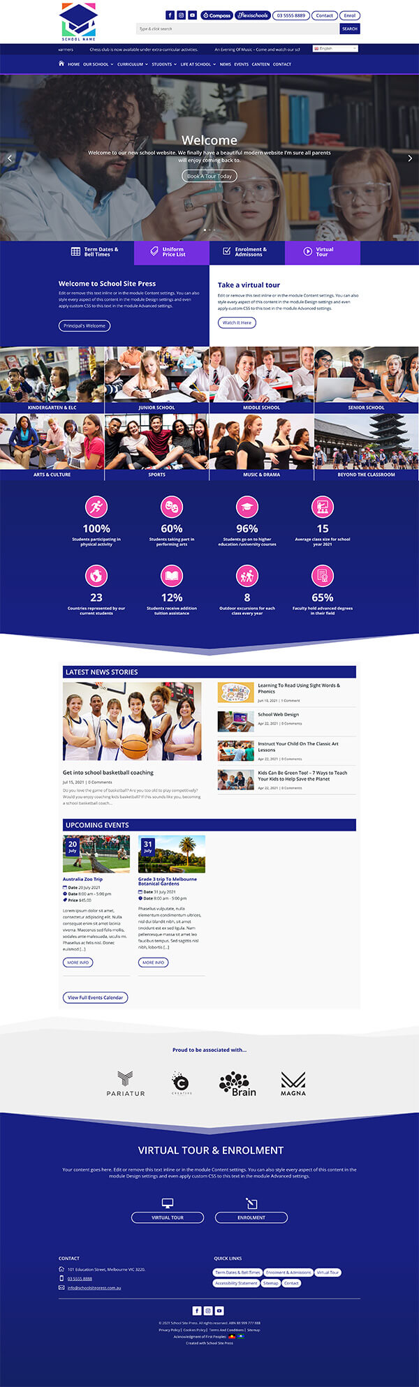 School Website Design Home Page